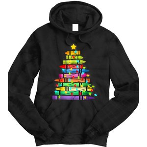 Teacher Christmas Tree Lights Student School Xmas Tie Dye Hoodie