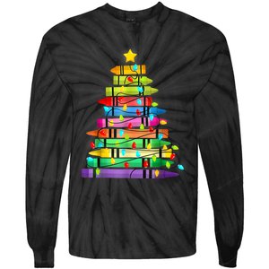 Teacher Christmas Tree Lights Student School Xmas Tie-Dye Long Sleeve Shirt