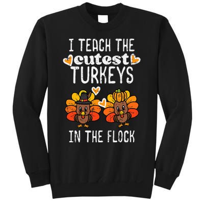 Teach Cutest Turkeys Flock Thanksgiving Teacher Fall Sweatshirt