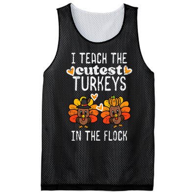 Teach Cutest Turkeys Flock Thanksgiving Teacher Fall Mesh Reversible Basketball Jersey Tank