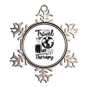 Traveling Camping Trip World Traveler Travel Is My Therapy Gift Metallic Star Ornament