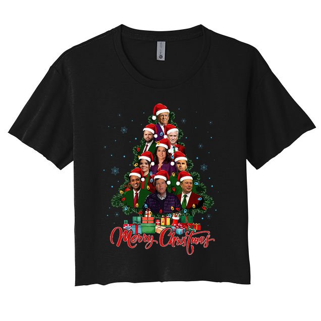 Trump Christmas Tree Dream Team Daddys Home 45 47 Crop Top