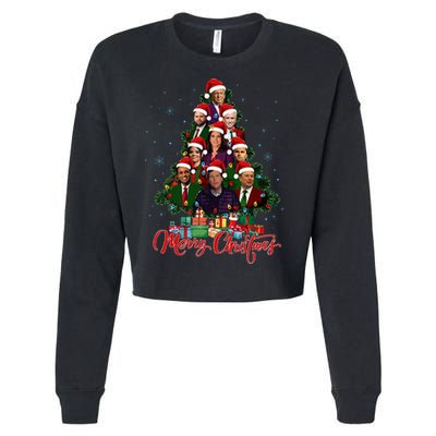 Trump Christmas Tree Dream Team Daddys Home 45 47 Cropped Pullover Crew