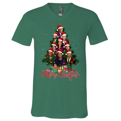 Trump Christmas Tree Dream Team Daddys Home 45 47 V-Neck T-Shirt