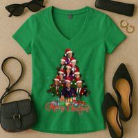Trump Christmas Tree Dream Team Daddys Home 45 47 Women's V-Neck T-Shirt