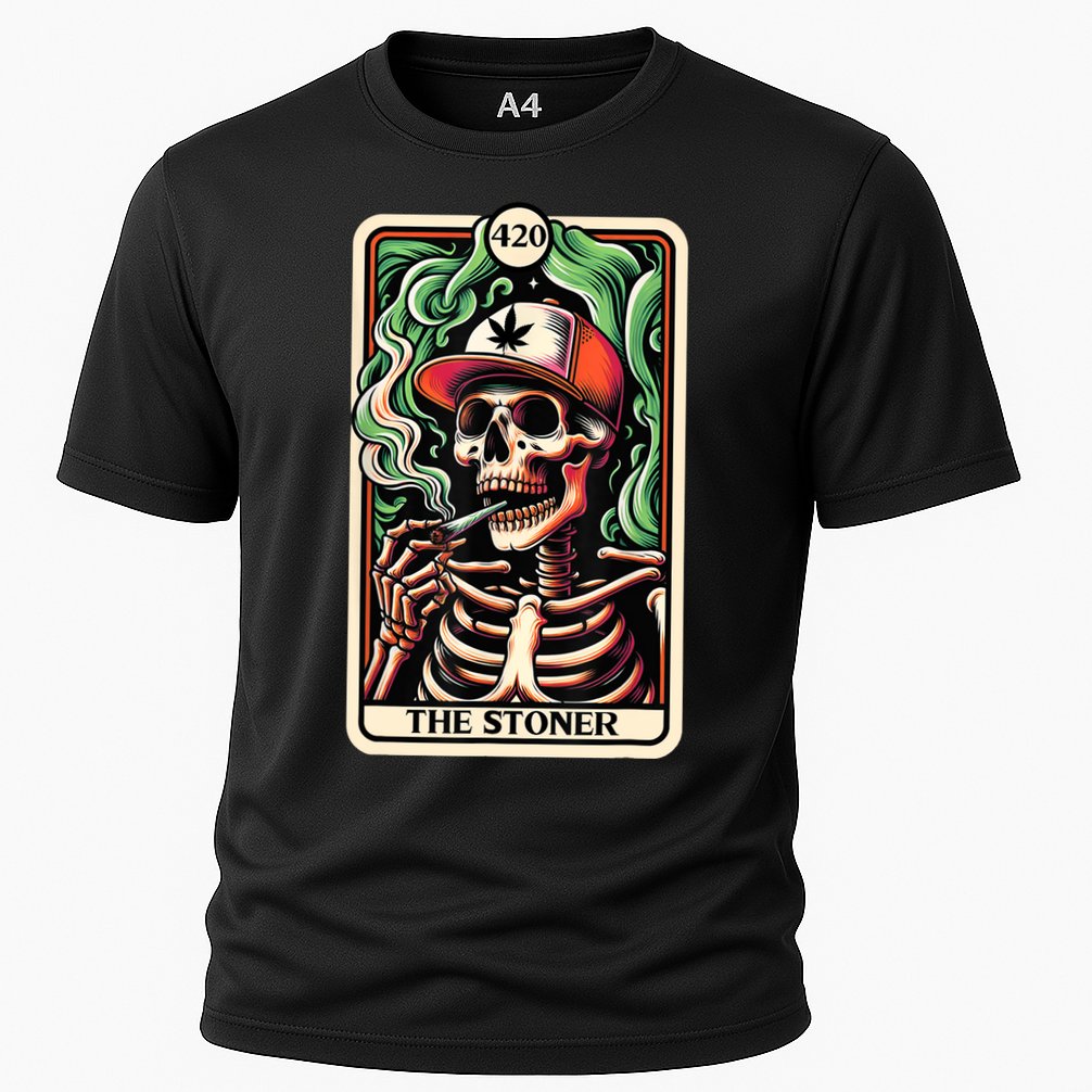 Tarot Card The Stoner Weed Lover Skeleton Cannabis 420 Performance Shirt