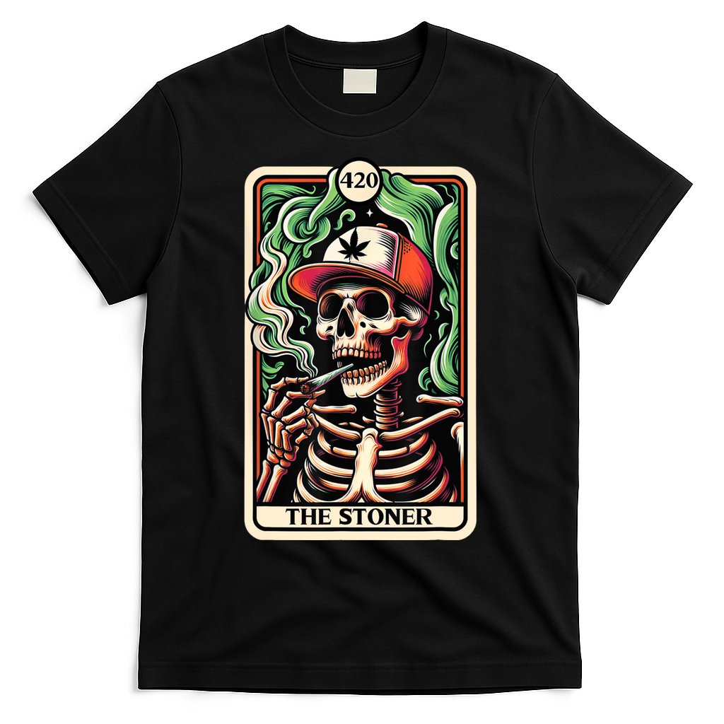 Tarot Card The Stoner Weed Lover Skeleton Cannabis 420 T-Shirt