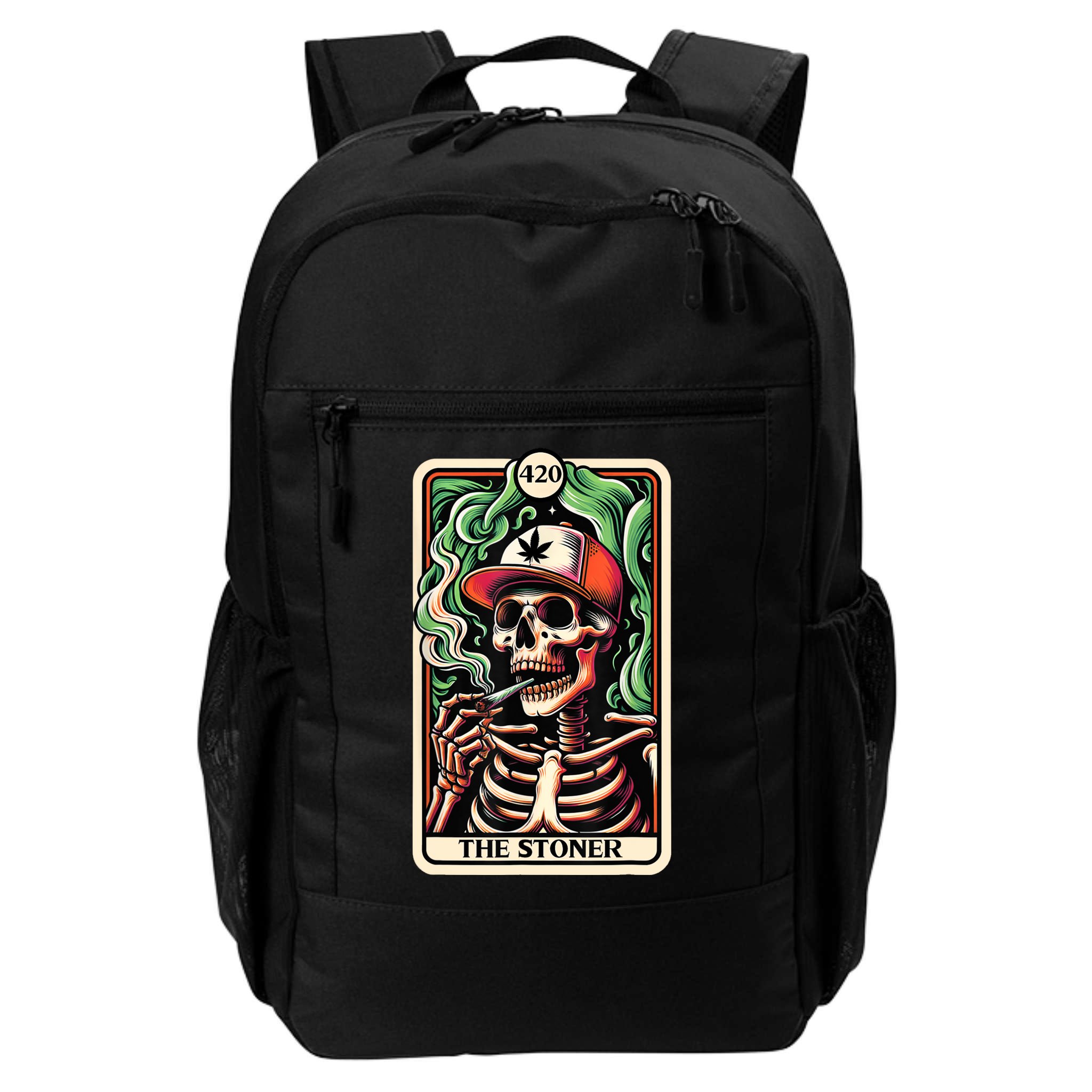 Tarot Card The Stoner Weed Lover Skeleton Cannabis 420 Backpack