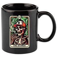 Tarot Card The Stoner Weed Lover Skeleton Cannabis 420 11oz C Handle Ceramic Mug