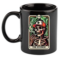 Tarot Card The Stoner Weed Lover Skeleton Cannabis 420 11oz C Handle Ceramic Mug