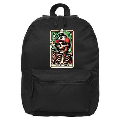 Tarot Card The Stoner Weed Lover Skeleton Cannabis 420 16 in Basic Backpack
