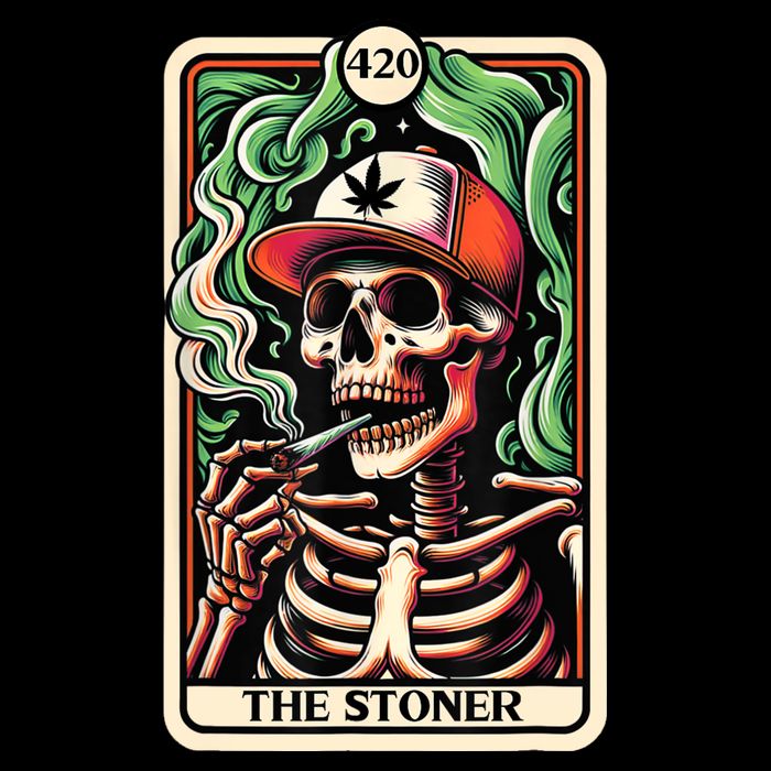 Tarot Card The Stoner Weed Lover Skeleton Cannabis 420 16 in Basic Backpack