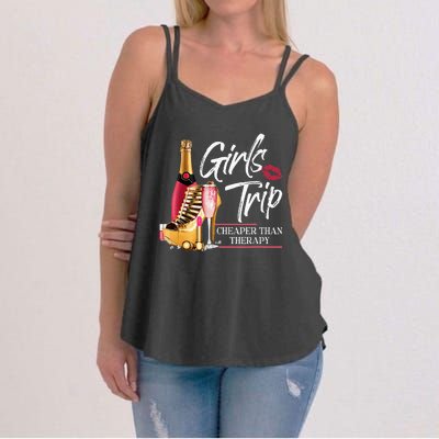 Trip Cheaper Than A Therapy Funny Wine Party Women's Strappy Tank