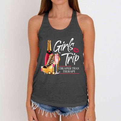 Trip Cheaper Than A Therapy Funny Wine Party Women's Knotted Racerback Tank