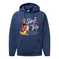 Trip Cheaper Than A Therapy Funny Wine Party Performance Fleece Hoodie