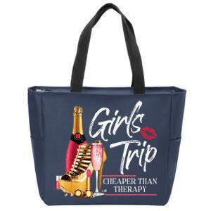 Trip Cheaper Than A Therapy Funny Wine Party Zip Tote Bag