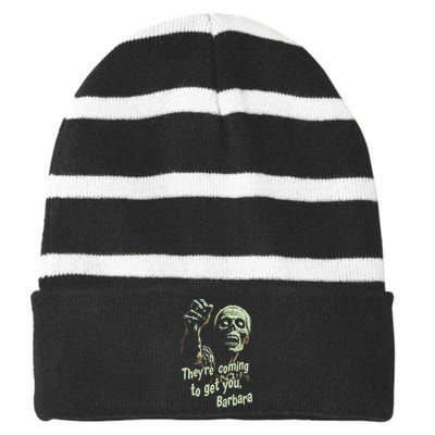 Theyre Coming To Get You Zombie Horror Movie Striped Beanie with Solid Band