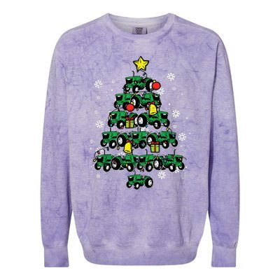 Tractor Christmas Tree Xmas Farmer Women Colorblast Crewneck Sweatshirt