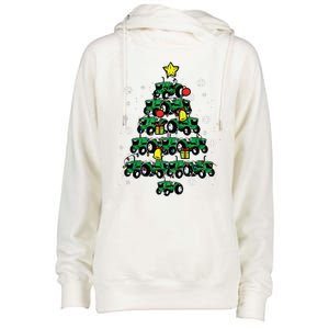 Tractor Christmas Tree Xmas Farmer Women Womens Funnel Neck Pullover Hood