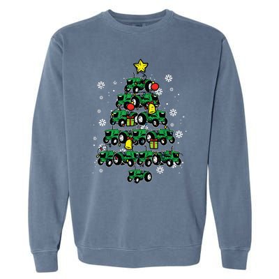 Tractor Christmas Tree Xmas Farmer Women Garment-Dyed Sweatshirt