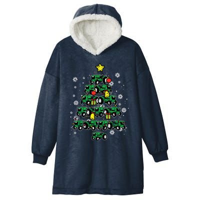 Tractor Christmas Tree Xmas Farmer Women Hooded Wearable Blanket