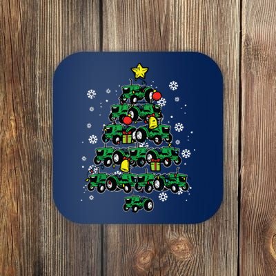 Tractor Christmas Tree Xmas Farmer Women Coaster