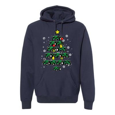 Tractor Christmas Tree Xmas Farmer Women Premium Hoodie