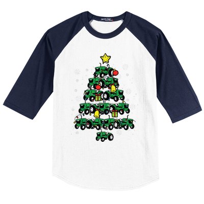 Tractor Christmas Tree Xmas Farmer Women Baseball Sleeve Shirt