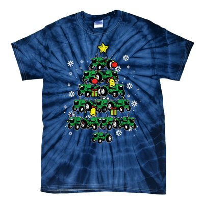 Tractor Christmas Tree Xmas Farmer Women Tie-Dye T-Shirt