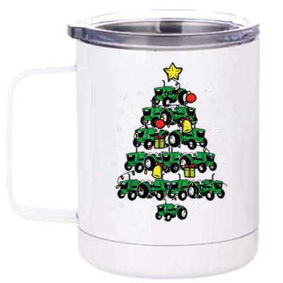 Tractor Christmas Tree Xmas Farmer Women 12 oz Stainless Steel Tumbler Cup