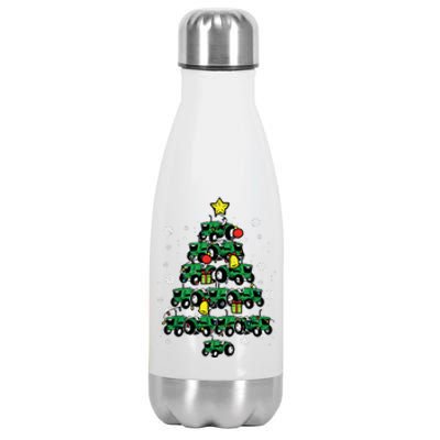 Tractor Christmas Tree Xmas Farmer Women Stainless Steel Insulated Water Bottle