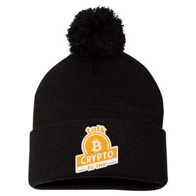 Talk Crypto To Me Bitcoin Pom Pom 12in Knit Beanie