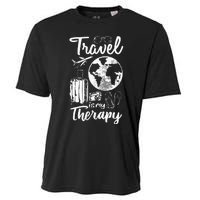 Traveling Camping Trip World Traveler Travel Is My Therapy Cooling Performance Crew T-Shirt