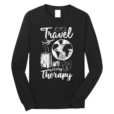 Traveling Camping Trip World Traveler Travel Is My Therapy Long Sleeve Shirt