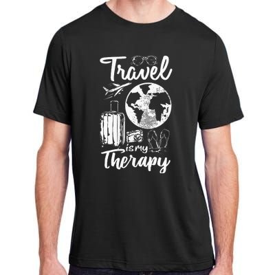 Traveling Camping Trip World Traveler Travel Is My Therapy Adult ChromaSoft Performance T-Shirt