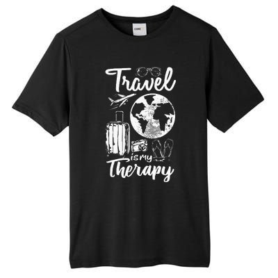 Traveling Camping Trip World Traveler Travel Is My Therapy Tall Fusion ChromaSoft Performance T-Shirt