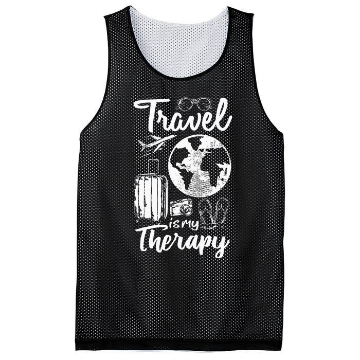 Traveling Camping Trip World Traveler Travel Is My Therapy Mesh Reversible Basketball Jersey Tank