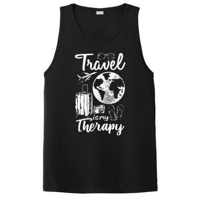 Traveling Camping Trip World Traveler Travel Is My Therapy PosiCharge Competitor Tank