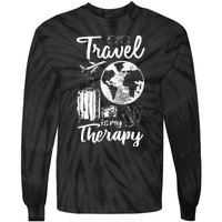 Traveling Camping Trip World Traveler Travel Is My Therapy Tie-Dye Long Sleeve Shirt