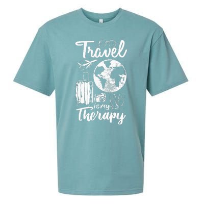 Traveling Camping Trip World Traveler Travel Is My Therapy Sueded Cloud Jersey T-Shirt