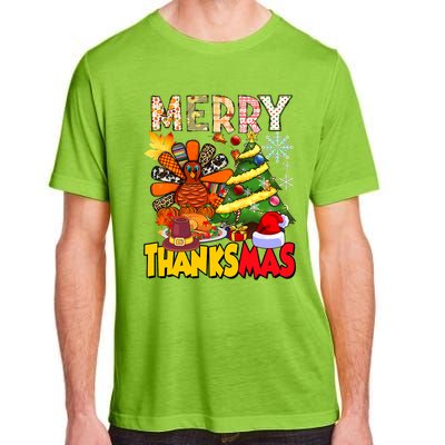 Thanksgiving Christmas Turkey Pine Tree Merry Thanksmas Xmas Adult ChromaSoft Performance T-Shirt