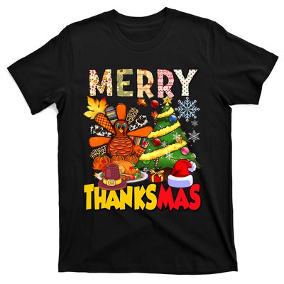 Thanksgiving Christmas Turkey Pine Tree Merry Thanksmas Xmas T-Shirt