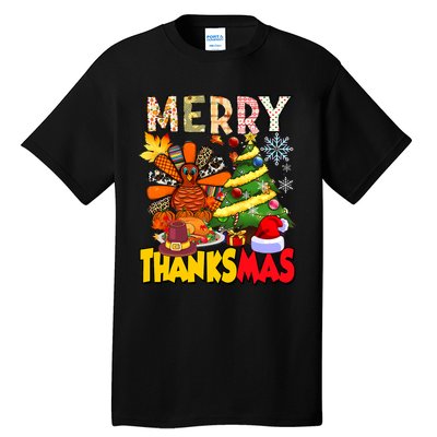 Thanksgiving Christmas Turkey Pine Tree Merry Thanksmas Xmas Tall T-Shirt