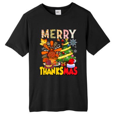 Thanksgiving Christmas Turkey Pine Tree Merry Thanksmas Xmas Tall Fusion ChromaSoft Performance T-Shirt