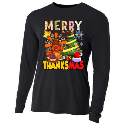 Thanksgiving Christmas Turkey Pine Tree Merry Thanksmas Xmas Cooling Performance Long Sleeve Crew