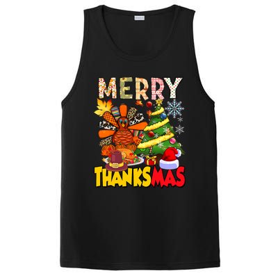 Thanksgiving Christmas Turkey Pine Tree Merry Thanksmas Xmas PosiCharge Competitor Tank