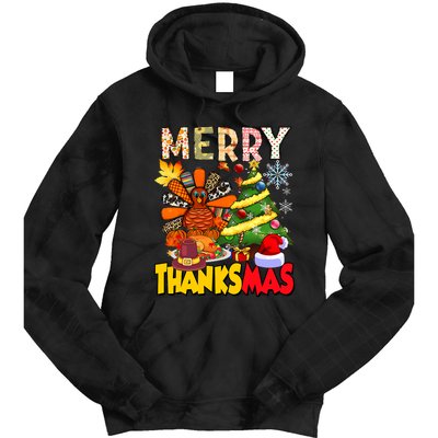 Thanksgiving Christmas Turkey Pine Tree Merry Thanksmas Xmas Tie Dye Hoodie