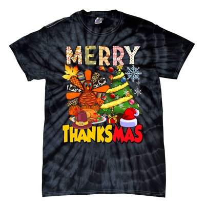 Thanksgiving Christmas Turkey Pine Tree Merry Thanksmas Xmas Tie-Dye T-Shirt