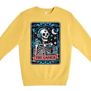 Tarot Card The Gamer Occult Funny Graphic Video Games Gift Premium Crewneck Sweatshirt