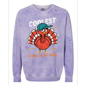 Thanksgiving Coolest Turkey At Table Colorblast Crewneck Sweatshirt